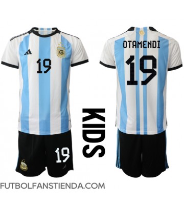 Argentina Nicolas Otamendi #19 Primera Equipación Niños Mundial 2022 Manga Corta (+ Pantalones cortos)
